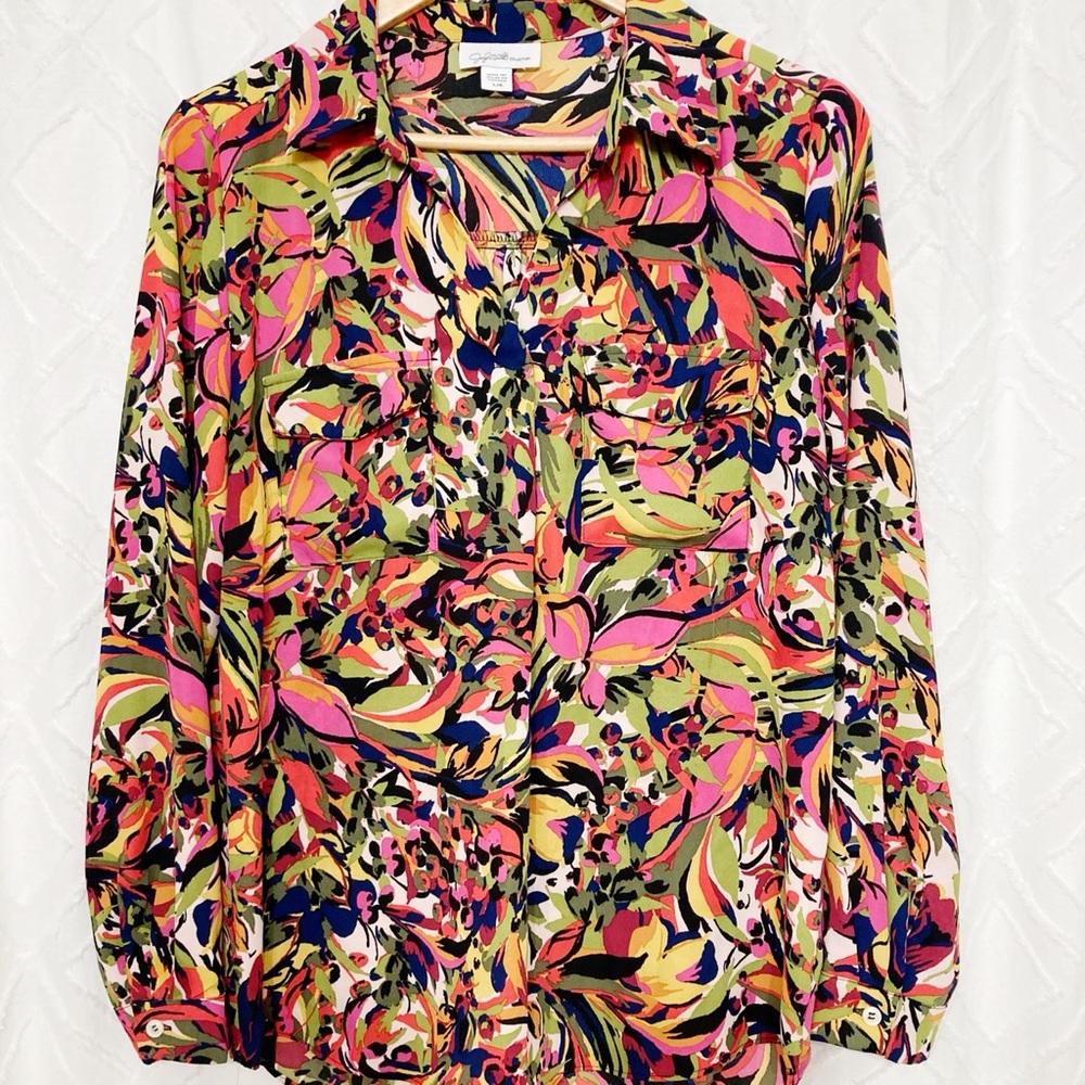 Bright Fall Button Up Tunic | Large - image 1